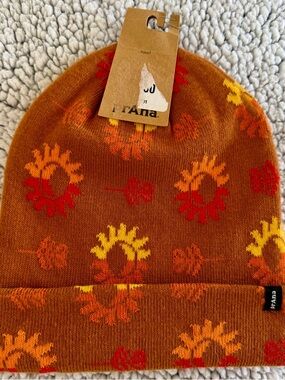 Prana Bossanova Orange Floral Knit Beanie -